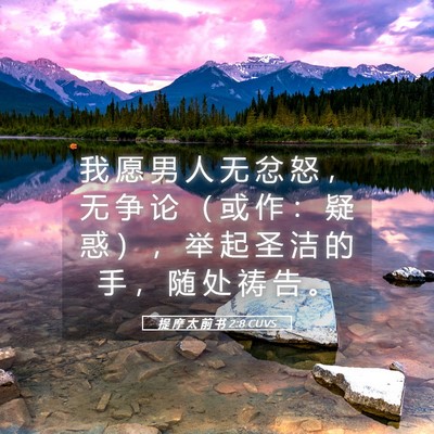 Picture 05 - 提 摩 太 前 书 2:8 CUVS - 我 愿 男 人 无 忿 怒 ， 无 争 论 （ - Bible Verse Picture