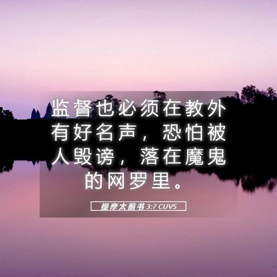 Picture 05 - 提 摩 太 前 书 3:7 CUVS - 监 督 也 必 须 在 教 外 有 好 名 声 - Bible Verse Picture