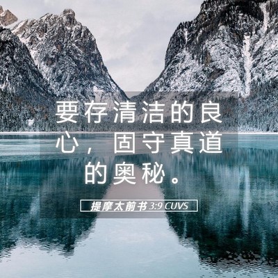 Picture 05 - 提 摩 太 前 书 3:9 CUVS - 要 存 清 洁 的 良 心 ， 固 守 真 道 - Bible Verse Picture