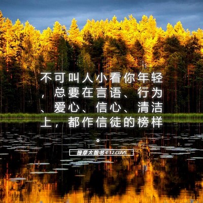 Picture 05 - 提 摩 太 前 书 4:12 CUVS - 不 可 叫 人 小 看 你 年 轻 ， 总 要 - Bible Verse Picture