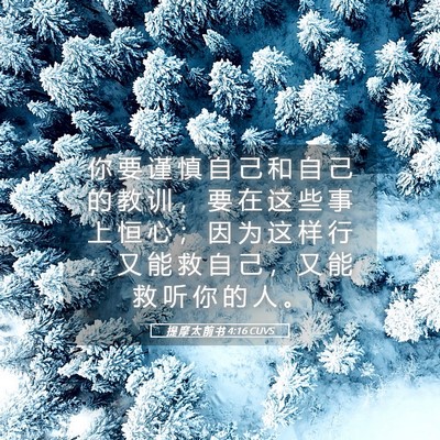 Picture 05 - 提 摩 太 前 书 4:16 CUVS - 你 要 谨 慎 自 己 和 自 己 的 教 训 - Bible Verse Picture