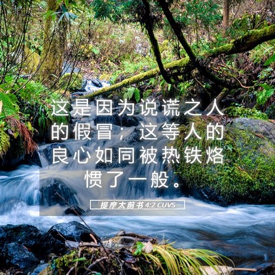Picture 05 - 提 摩 太 前 书 4:2 CUVS - 这 是 因 为 说 谎 之 人 的 假 冒 ； - Bible Verse Picture