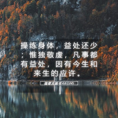 Picture 05 - 提 摩 太 前 书 4:8 CUVS - 操 练 身 体 ， 益 处 还 少 ； 惟 独 - Bible Verse Picture