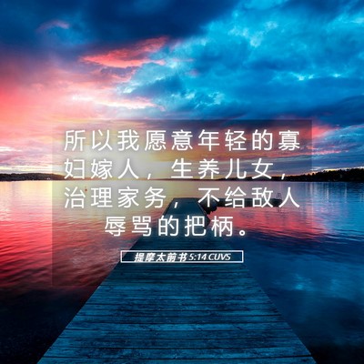 Picture 05 - 提 摩 太 前 书 5:14 CUVS - 所 以 我 愿 意 年 轻 的 寡 妇 嫁 人 - Bible Verse Picture