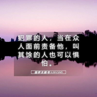 Picture 05 - 提 摩 太 前 书 5:20 CUVS - 犯 罪 的 人 ， 当 在 众 人 面 前 责 - Bible Verse Picture