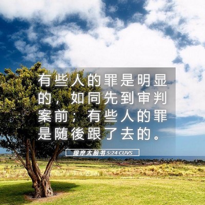 Picture 05 - 提 摩 太 前 书 5:24 CUVS - 有 些 人 的 罪 是 明 显 的 ， 如 同 - Bible Verse Picture