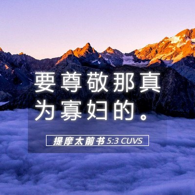 Picture 05 - 提 摩 太 前 书 5:3 CUVS - 要 尊 敬 那 真 为 寡 妇 的 - Bible Verse Picture