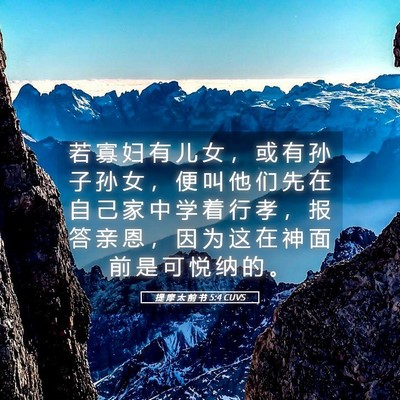 Picture 05 - 提 摩 太 前 书 5:4 CUVS - 若 寡 妇 有 儿 女 ， 或 有 孙 子 孙 - Bible Verse Picture