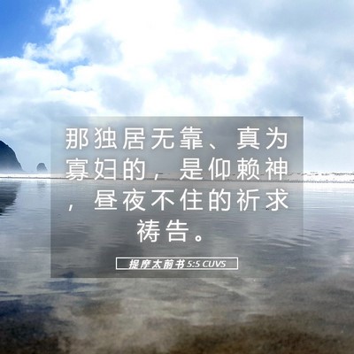 Picture 05 - 提 摩 太 前 书 5:5 CUVS - 那 独 居 无 靠 、 真 为 寡 妇 的 ， - Bible Verse Picture