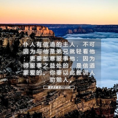 Picture 05 - 提 摩 太 前 书 6:2 CUVS - 仆 人 有 信 道 的 主 人 ， 不 可 因 - Bible Verse Picture