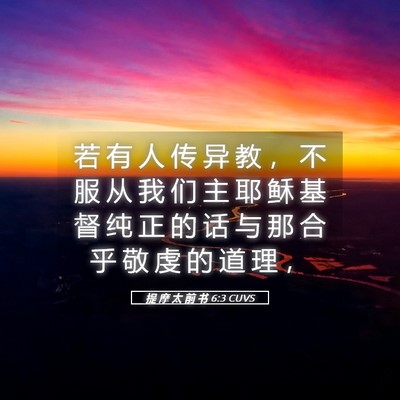 Picture 05 - 提 摩 太 前 书 6:3 CUVS - 若 有 人 传 异 教 ， 不 服 从 我 们 - Bible Verse Picture