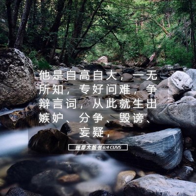 Picture 05 - 提 摩 太 前 书 6:4 CUVS - 他 是 自 高 自 大 ， 一 无 所 知 ， - Bible Verse Picture