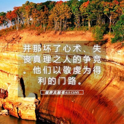 Picture 05 - 提 摩 太 前 书 6:5 CUVS - 并 那 坏 了 心 术 、 失 丧 真 理 之 - Bible Verse Picture