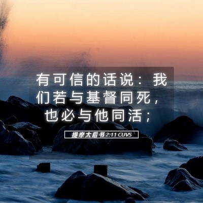 Picture 05 - 提 摩 太 后 书 2:11 CUVS - 有 可 信 的 话 说 ： 我 们 若 与 基 - Bible Verse Picture