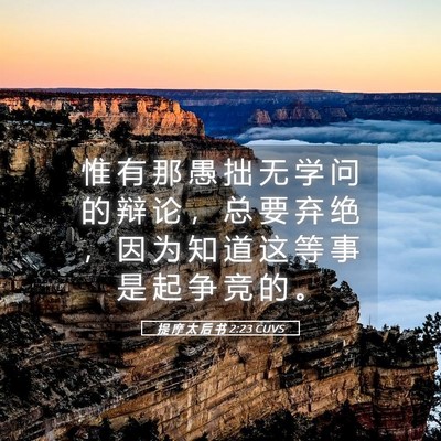Picture 05 - 提 摩 太 后 书 2:23 CUVS - 惟 有 那 愚 拙 无 学 问 的 辩 论 ， - Bible Verse Picture