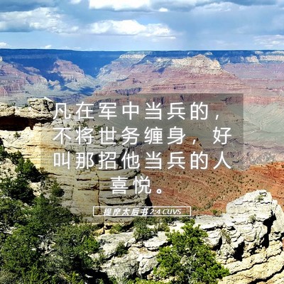 Picture 05 - 提 摩 太 后 书 2:4 CUVS - 凡 在 军 中 当 兵 的 ， 不 将 世 务 - Bible Verse Picture