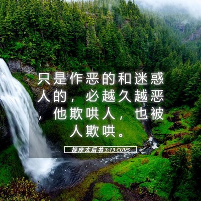 Picture 05 - 提 摩 太 后 书 3:13 CUVS - 只 是 作 恶 的 和 迷 惑 人 的 ， 必 - Bible Verse Picture