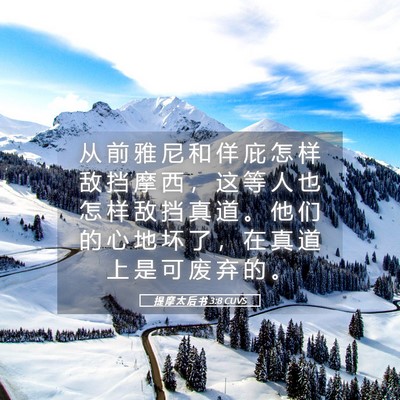 Picture 05 - 提 摩 太 后 书 3:8 CUVS - 从 前 雅 尼 和 佯 庇 怎 样 敌 挡 摩 - Bible Verse Picture