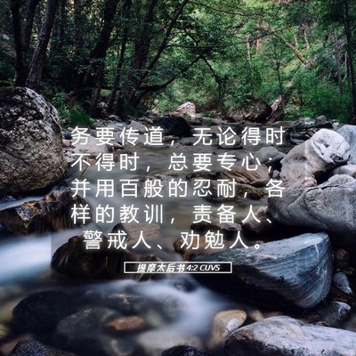 Picture 05 - 提 摩 太 后 书 4:2 CUVS - 务 要 传 道 ， 无 论 得 时 不 得 时 - Bible Verse Picture