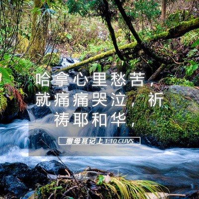 Picture 05 - 撒 母 耳 记 上 1:10 CUVS - 哈 拿 心 里 愁 苦 ， 就 痛 痛 哭 泣 - Bible Verse Picture