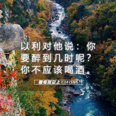 Picture 05 - 撒 母 耳 记 上 1:14 CUVS - 以 利 对 他 说 ： 你 要 醉 到 几 时 - Bible Verse Picture