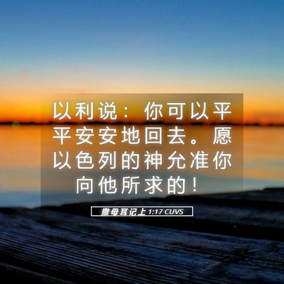 Picture 05 - 撒 母 耳 记 上 1:17 CUVS - 以 利 说 ： 你 可 以 平 平 安 安 地 - Bible Verse Picture