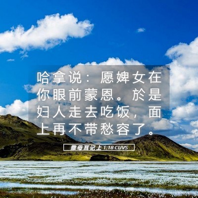 Picture 05 - 撒 母 耳 记 上 1:18 CUVS - 哈 拿 说 ： 愿 婢 女 在 你 眼 前 蒙 - Bible Verse Picture