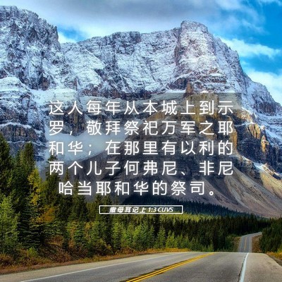 Picture 05 - 撒 母 耳 记 上 1:3 CUVS - 这 人 每 年 从 本 城 上 到 示 罗 ， - Bible Verse Picture