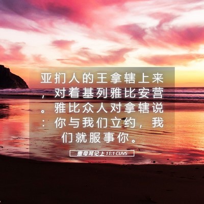 Picture 05 - 撒 母 耳 记 上 11:1 CUVS - 亚 扪 人 的 王 拿 辖 上 来 ， 对 着 - Bible Verse Picture