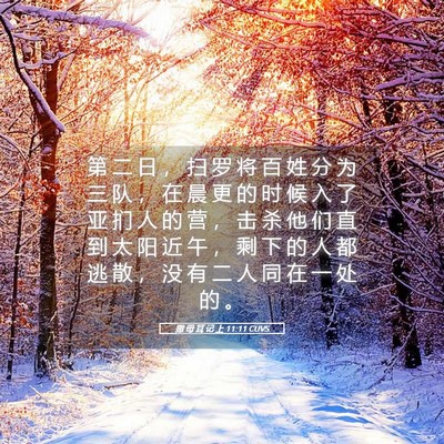 Picture 05 - 撒 母 耳 记 上 11:11 CUVS - 第 二 日 ， 扫 罗 将 百 姓 分 为 三 - Bible Verse Picture