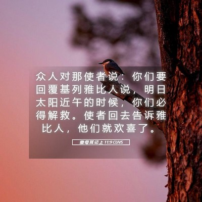 Picture 05 - 撒 母 耳 记 上 11:9 CUVS - 众 人 对 那 使 者 说 ： 你 们 要 回 - Bible Verse Picture
