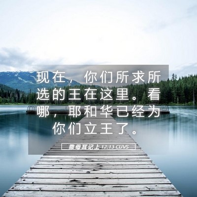 Picture 05 - 撒 母 耳 记 上 12:13 CUVS - 现 在 ， 你 们 所 求 所 选 的 王 在 - Bible Verse Picture