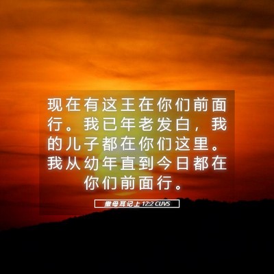 Picture 05 - 撒 母 耳 记 上 12:2 CUVS - 现 在 有 这 王 在 你 们 前 面 行 。 - Bible Verse Picture
