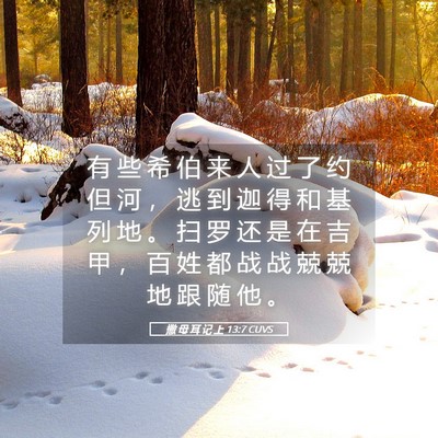 Picture 05 - 撒 母 耳 记 上 13:7 CUVS - 有 些 希 伯 来 人 过 了 约 但 河 ， - Bible Verse Picture