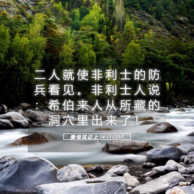 Picture 05 - 撒 母 耳 记 上 14:11 CUVS - 二 人 就 使 非 利 士 的 防 兵 看 见 - Bible Verse Picture