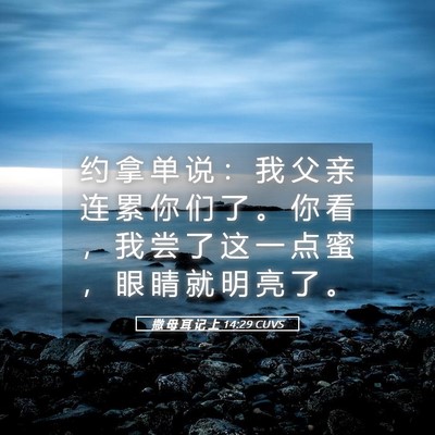 Picture 05 - 撒 母 耳 记 上 14:29 CUVS - 约 拿 单 说 ： 我 父 亲 连 累 你 们 - Bible Verse Picture