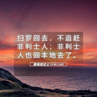 Picture 05 - 撒 母 耳 记 上 14:46 CUVS - 扫 罗 回 去 ， 不 追 赶 非 利 士 人 - Bible Verse Picture