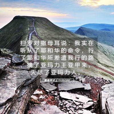Picture 05 - 撒 母 耳 记 上 15:20 CUVS - 扫 罗 对 撒 母 耳 说 ： 我 实 在 听 - Bible Verse Picture