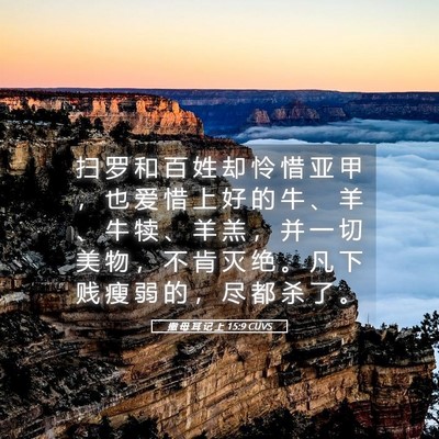 Picture 05 - 撒 母 耳 记 上 15:9 CUVS - 扫 罗 和 百 姓 却 怜 惜 亚 甲 ， 也 - Bible Verse Picture