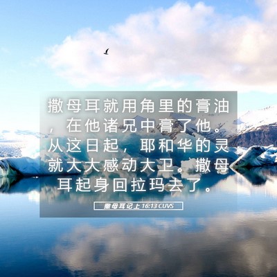 Picture 05 - 撒 母 耳 记 上 16:13 CUVS - 撒 母 耳 就 用 角 里 的 膏 油 ， 在 - Bible Verse Picture