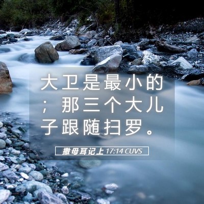 Picture 05 - 撒 母 耳 记 上 17:14 CUVS - 大 卫 是 最 小 的 ； 那 三 个 大 儿 - Bible Verse Picture