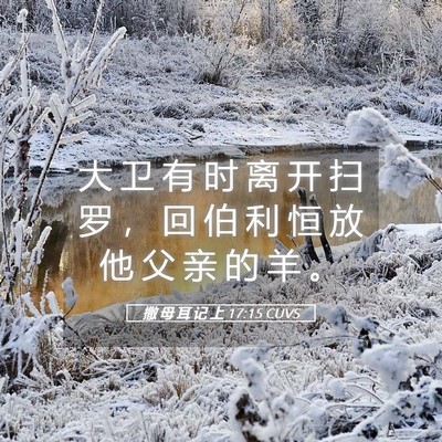 Picture 05 - 撒 母 耳 记 上 17:15 CUVS - 大 卫 有 时 离 开 扫 罗 ， 回 伯 利 - Bible Verse Picture