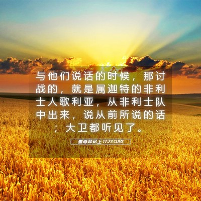 Picture 05 - 撒 母 耳 记 上 17:23 CUVS - 与 他 们 说 话 的 时 候 ， 那 讨 战 - Bible Verse Picture