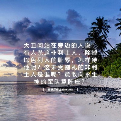 Picture 05 - 撒 母 耳 记 上 17:26 CUVS - 大 卫 问 站 在 旁 边 的 人 说 ： 有 - Bible Verse Picture