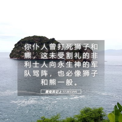 Picture 05 - 撒 母 耳 记 上 17:36 CUVS - 你 仆 人 曾 打 死 狮 子 和 熊 ， 这 - Bible Verse Picture