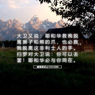Picture 05 - 撒 母 耳 记 上 17:37 CUVS - 大 卫 又 说 ： 耶 和 华 救 我 脱 离 - Bible Verse Picture