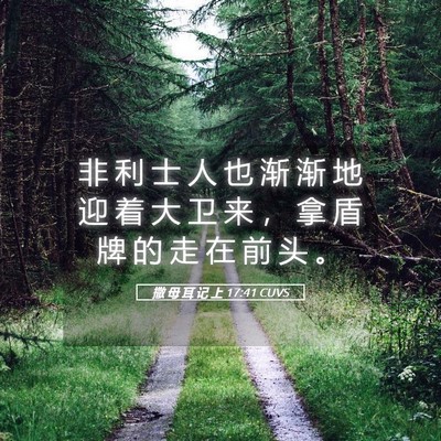 Picture 05 - 撒 母 耳 记 上 17:41 CUVS - 非 利 士 人 也 渐 渐 地 迎 着 大 卫 - Bible Verse Picture