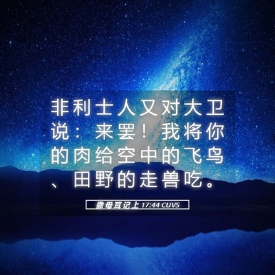 Picture 05 - 撒 母 耳 记 上 17:44 CUVS - 非 利 士 人 又 对 大 卫 说 ： 来 罢 - Bible Verse Picture