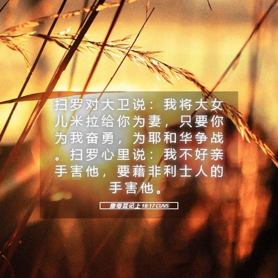 Picture 05 - 撒 母 耳 记 上 18:17 CUVS - 扫 罗 对 大 卫 说 ： 我 将 大 女 儿 - Bible Verse Picture