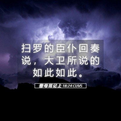 Picture 05 - 撒 母 耳 记 上 18:24 CUVS - 扫 罗 的 臣 仆 回 奏 说 ， 大 卫 所 - Bible Verse Picture